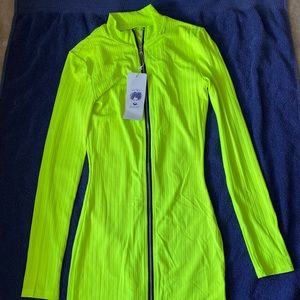 Neon Yellow zipper dress